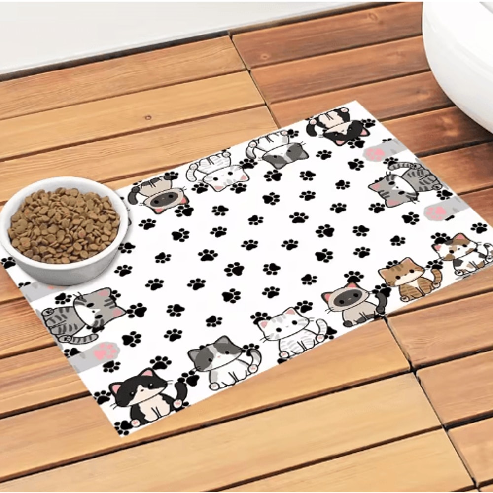 Cartoon Diatomaceous Earth Pet Mat Pet Feeding Mat For Fast Drying Litter Control Floor Protection 5