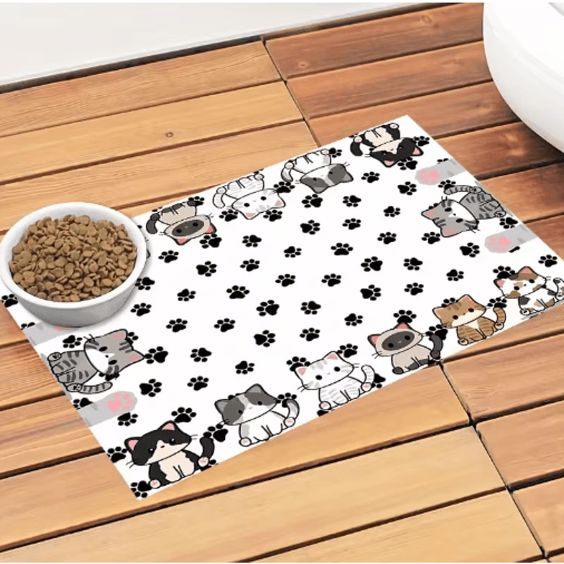 Cartoon Diatomaceous Earth Pet Mat Pet Feeding Mat For Fast Drying Litter Control Floor Protection 5