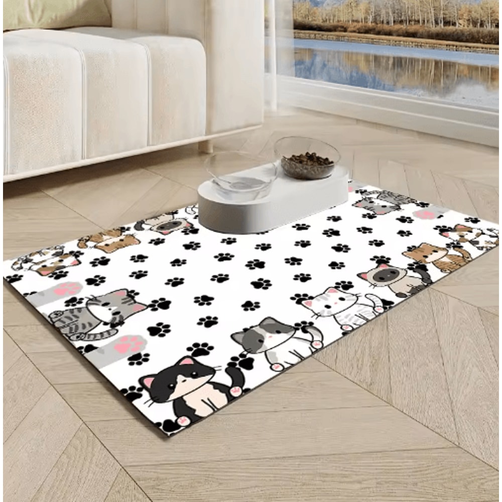 Cartoon Diatomaceous Earth Pet Mat Pet Feeding Mat For Fast Drying Litter Control Floor Protection 6