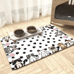 cartoon diatomaceous earth pet mat pet feeding mat for fast drying litter control & floor protection
