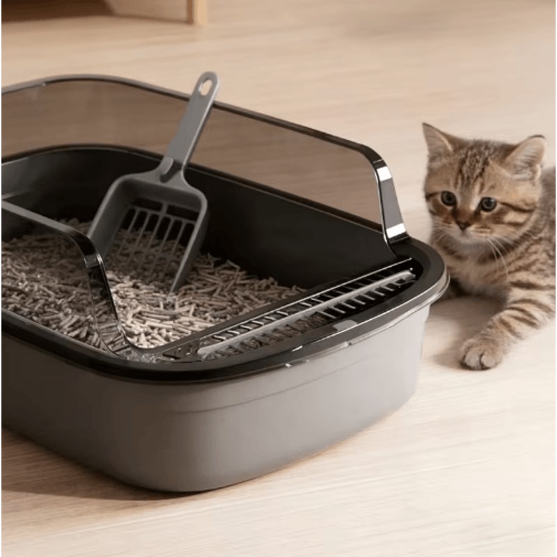 SemiEnclosed Cat Litter Box Cat Litter Box With High Sides Splashproof Design For Cleaner Homes 0