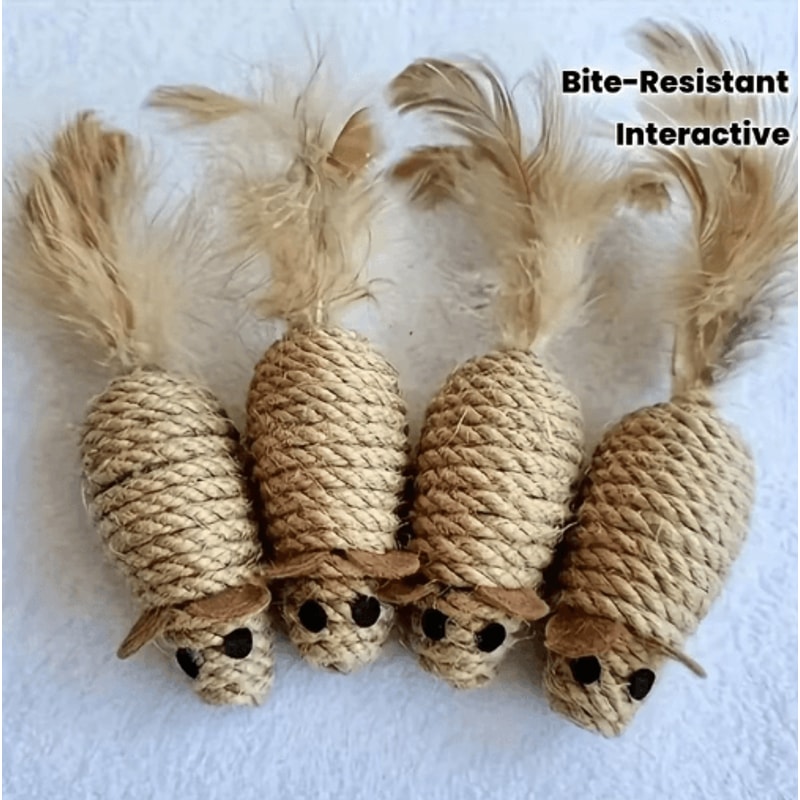 2Pack Feather Tail Mouse Cat Toys Interactive Cat Toys For Hunting Chewing Active Play 0