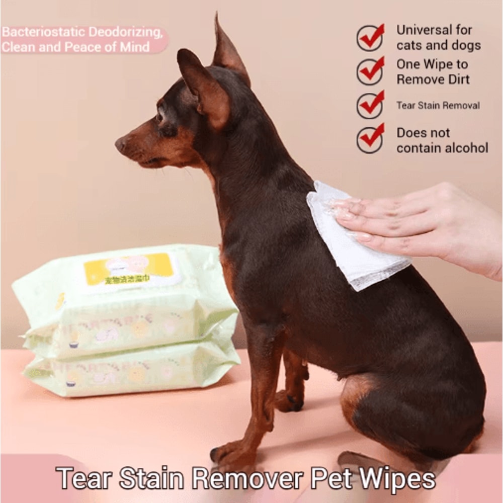 3Pack Pet Cleaning Wipes Pet Wipes For Tear Stains Body Cleaning Fresh Odor Control 3