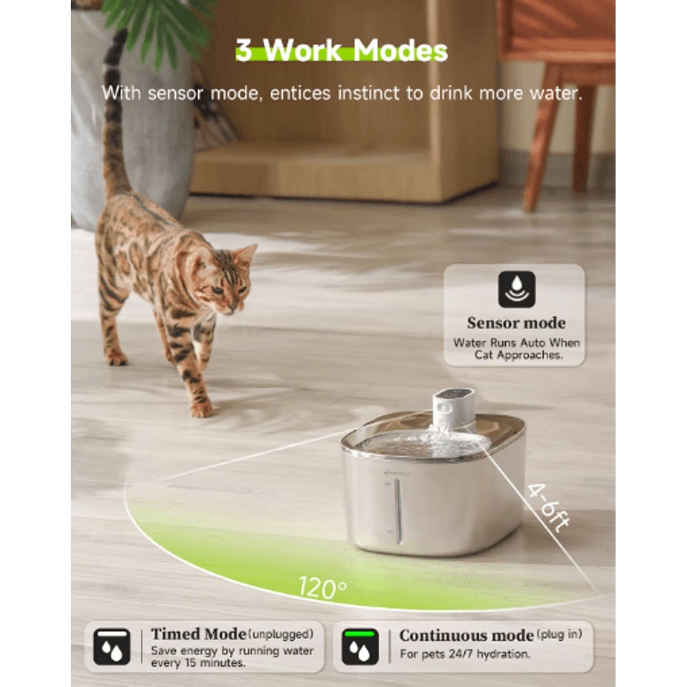 APETDOLA 4L Wireless Pet Water Fountain Automatic Cat Water Fountain With Smart Sensor Cordless D 5