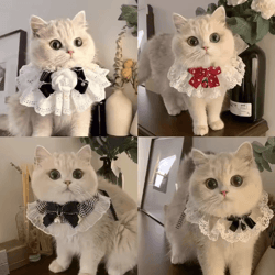 princess lace pet collar with bow & bell – pet collar for cats & small dogs