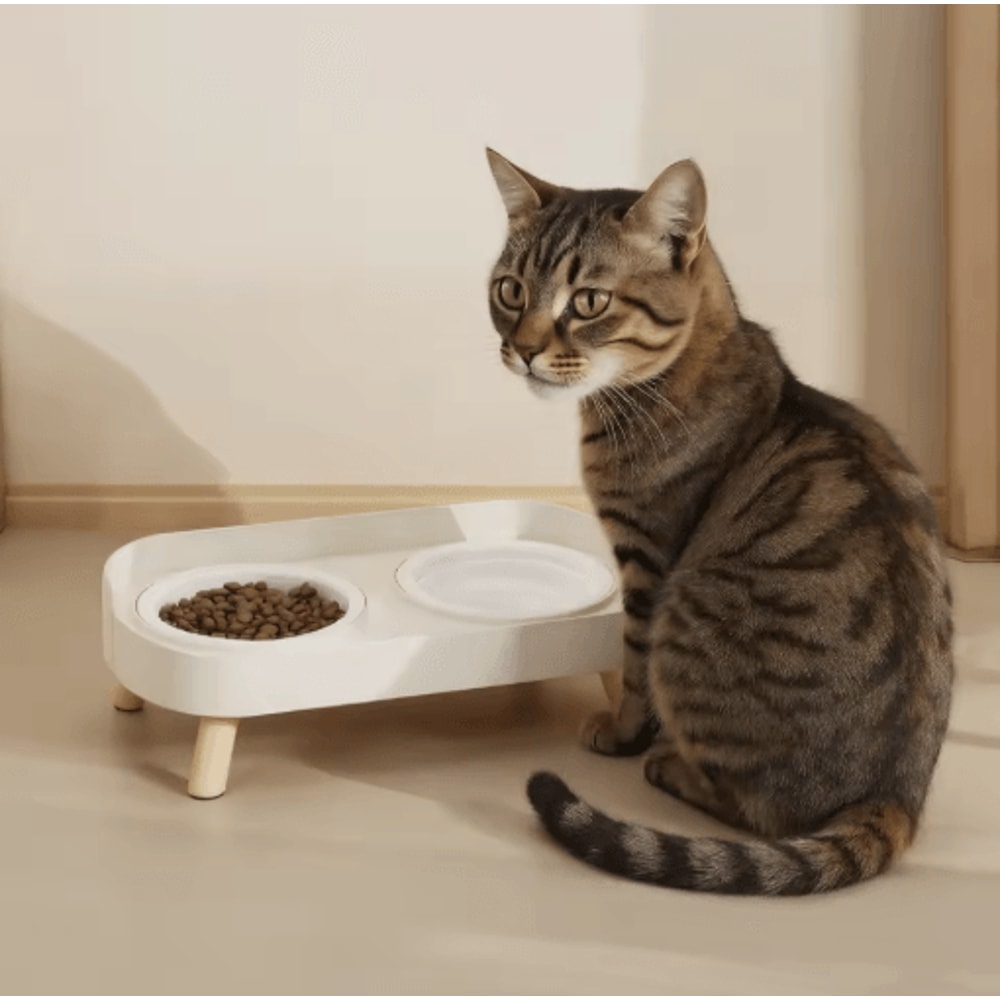 Elevated Double Pet Bowl Stand Double Pet Bowl With Neck Support AntiSpill Design For Cats Dogs 8