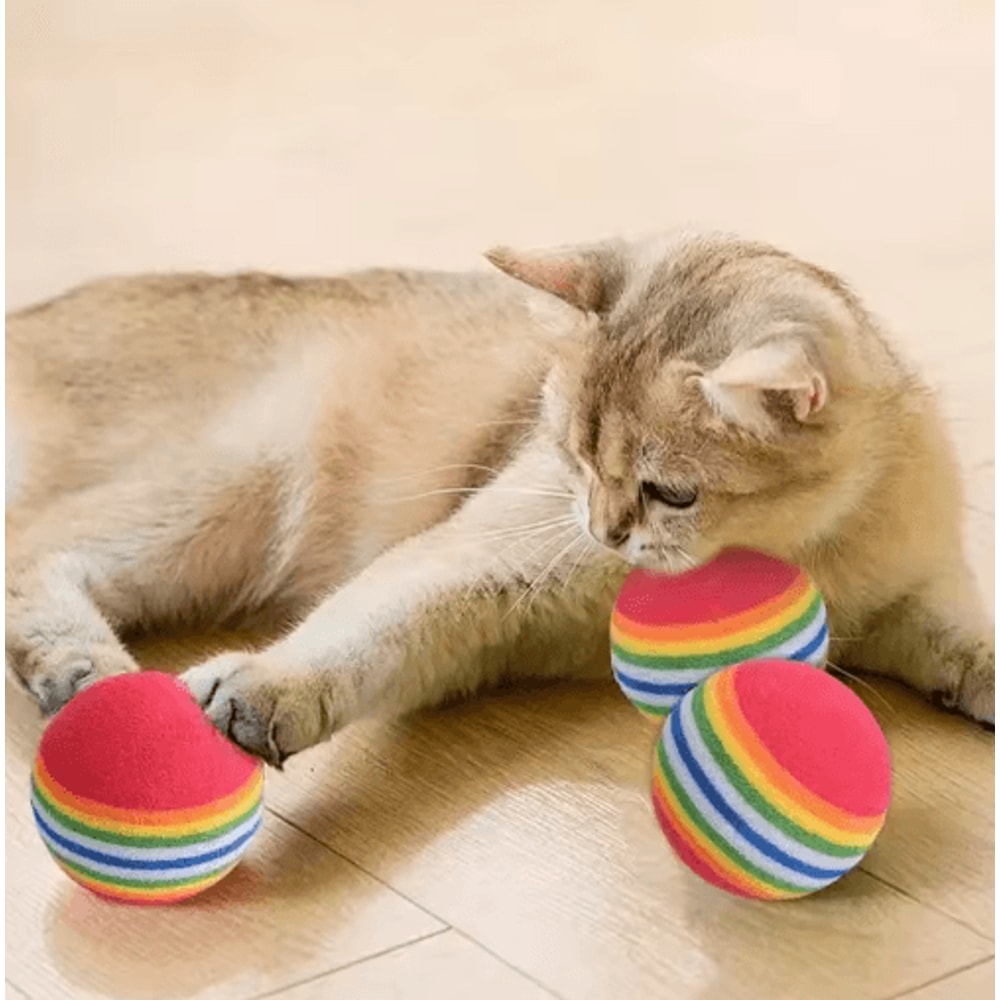 Rainbow EVA Pet Toy Balls Set Cat Toy Balls For Interactive Play Training Exercise 7