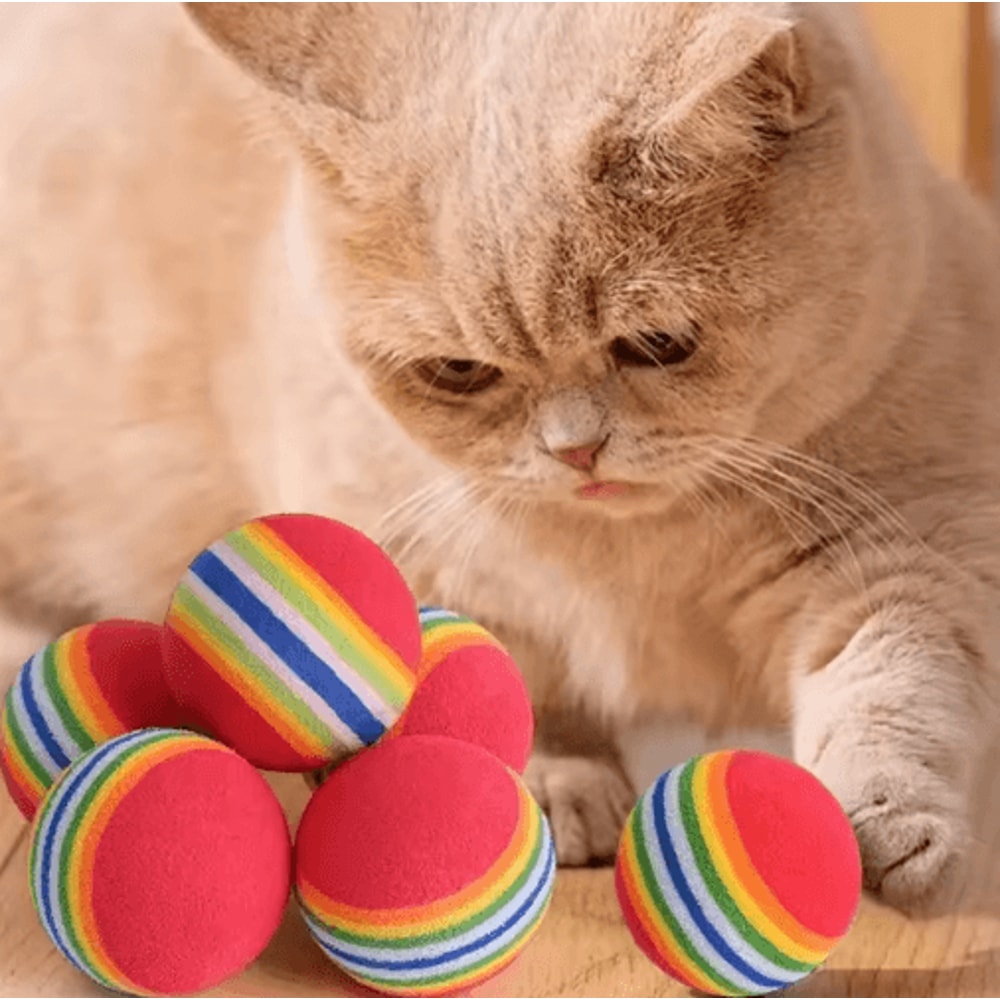 Rainbow EVA Pet Toy Balls Set Cat Toy Balls For Interactive Play Training Exercise 8