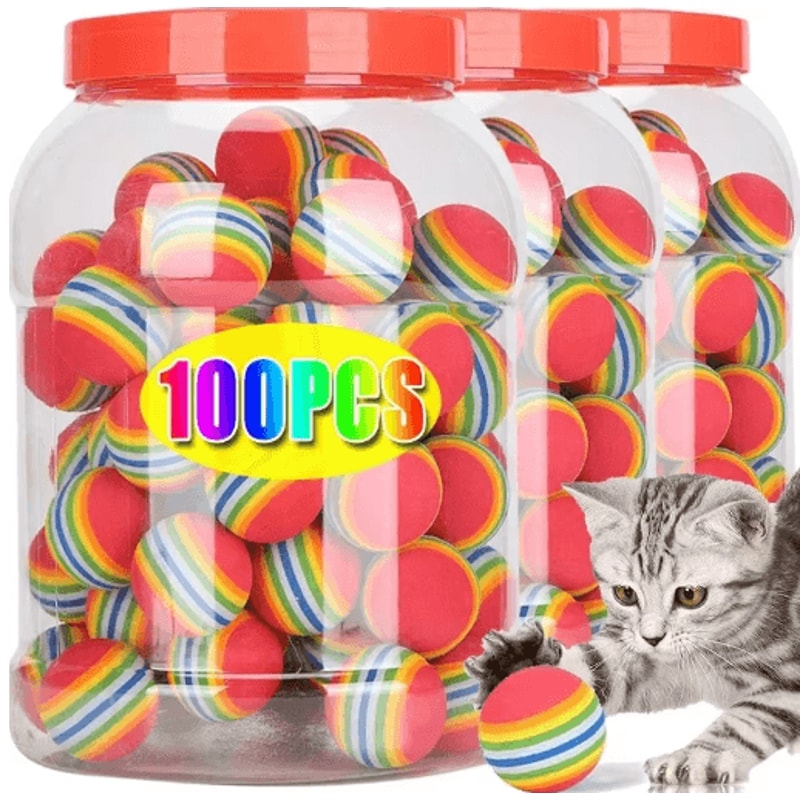 Rainbow EVA Pet Toy Balls Set Cat Toy Balls For Interactive Play Training Exercise 0