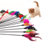 5Piece Turkey Feather Cat Teaser Wand Set Interactive Cat Toy With Wire Chaser Bell Attachments 1