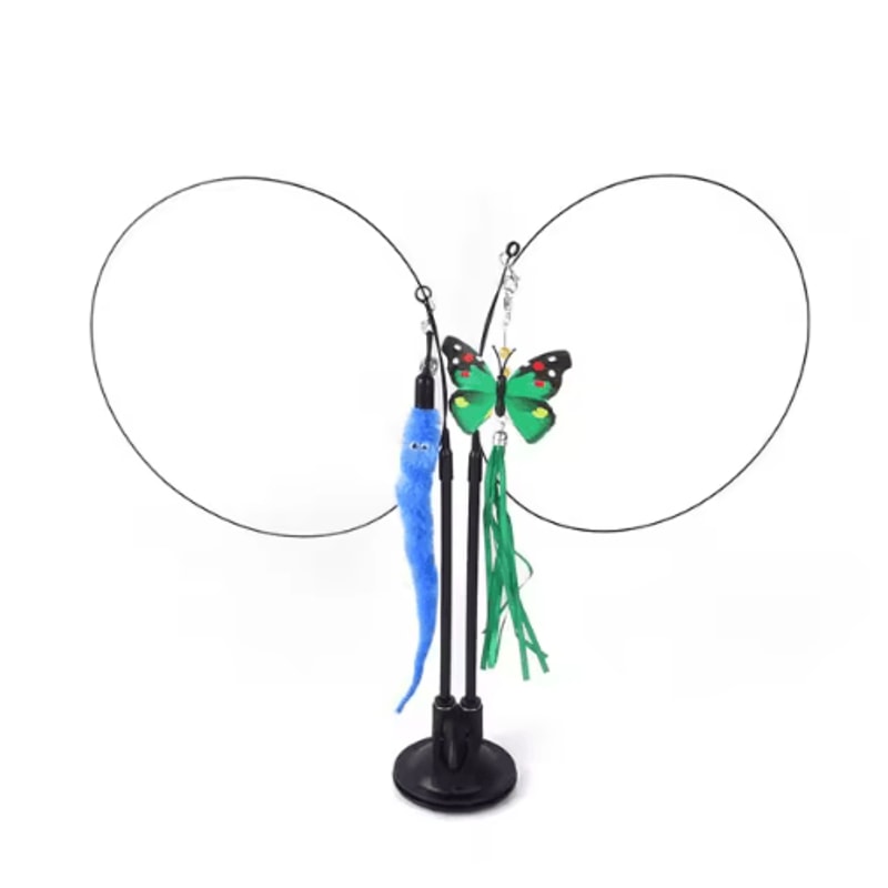 DoubleHead Suction Cup Cat Teaser Toy Interactive Cat Toy With Mouse Feather Bell Attachments 3