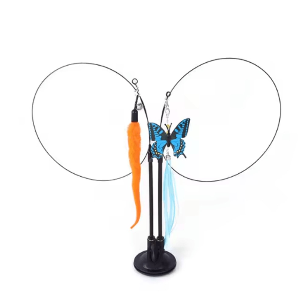 DoubleHead Suction Cup Cat Teaser Toy Interactive Cat Toy With Mouse Feather Bell Attachments 13
