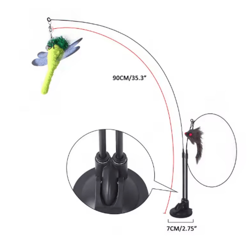 DoubleHead Suction Cup Cat Teaser Toy Interactive Cat Toy With Mouse Feather Bell Attachments 17