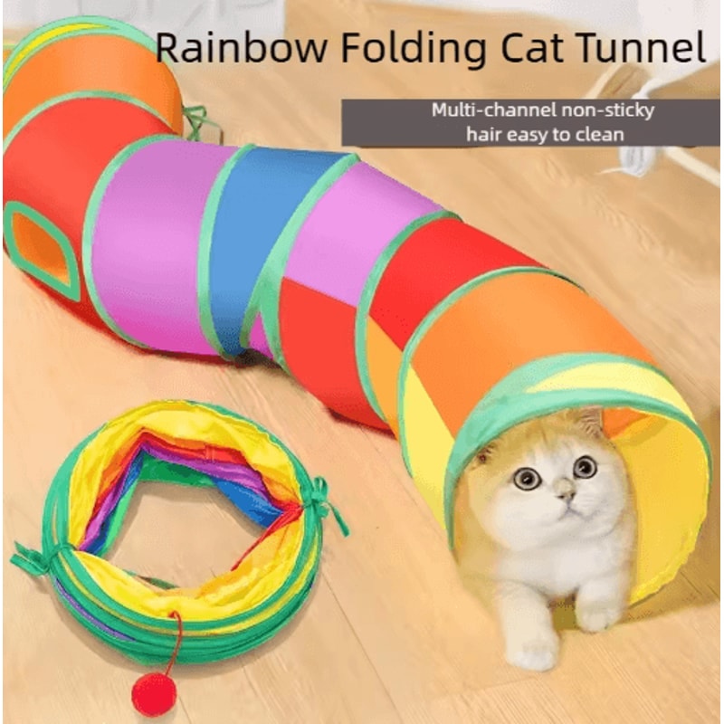 Collapsible Cat Play Tunnel Cat Tunnel Toy For HideandSeek Exercise Interactive Play 6
