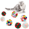 Colorful Cat Pom Pom Ball Set Cat Toy Balls With Bells Sparkly Tinsel For Interactive Play 2