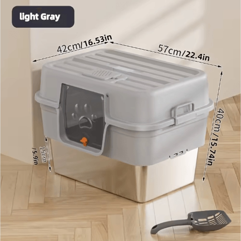 XL Stainless Steel Enclosed Cat Litter Box Large Cat Litter Box With Odor Control EasyClean Desig 1
