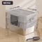 XL Stainless Steel Enclosed Cat Litter Box Large Cat Litter Box With Odor Control EasyClean Desig 1