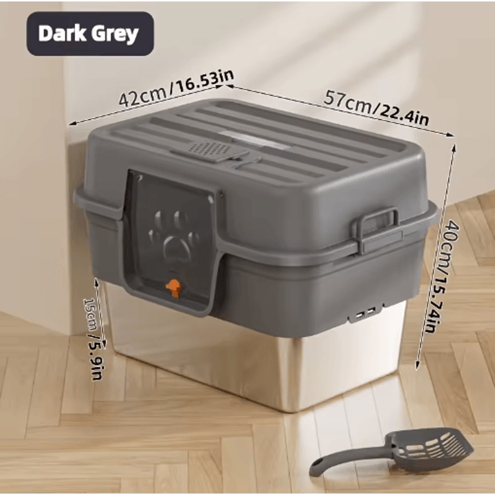 XL Stainless Steel Enclosed Cat Litter Box Large Cat Litter Box With Odor Control EasyClean Desig 2