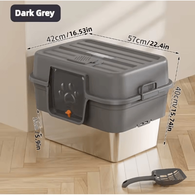 XL Stainless Steel Enclosed Cat Litter Box Large Cat Litter Box With Odor Control EasyClean Desig 2