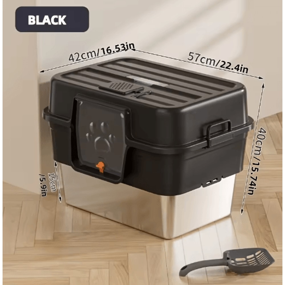 XL Stainless Steel Enclosed Cat Litter Box Large Cat Litter Box With Odor Control EasyClean Desig 3