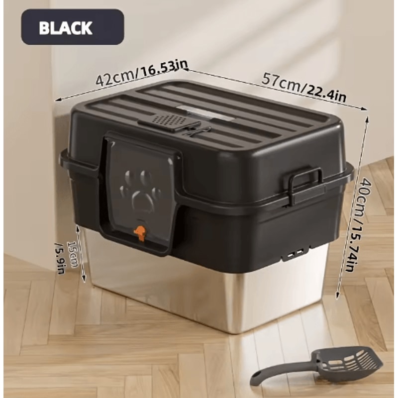 XL Stainless Steel Enclosed Cat Litter Box Large Cat Litter Box With Odor Control EasyClean Desig 3