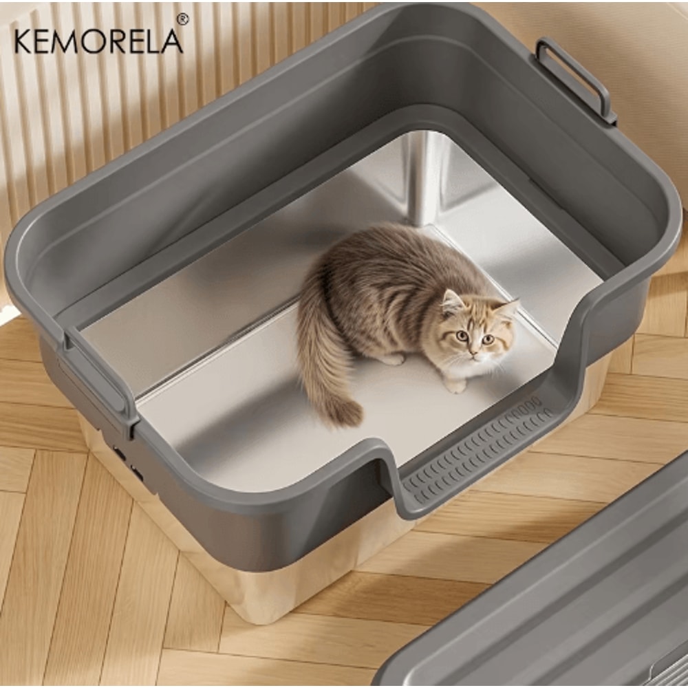 XL Stainless Steel Enclosed Cat Litter Box Large Cat Litter Box With Odor Control EasyClean Desig 5
