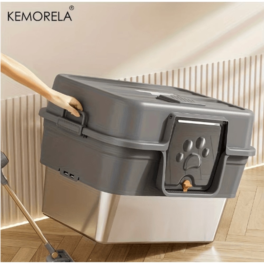 XL Stainless Steel Enclosed Cat Litter Box Large Cat Litter Box With Odor Control EasyClean Desig 6
