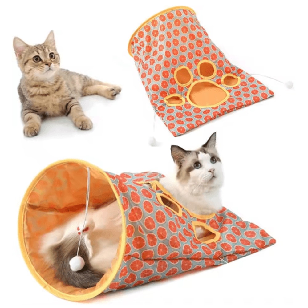 Foldable Crinkle Cat Tunnel Toy Cat Tunnel Toy With Noisy Paper Interactive Rolling Play 0