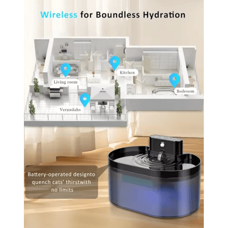 Wireless Cat Water Fountain Filter Set Cat Water Fountain Filters Sponges For 22L Automatic Pet Di 5