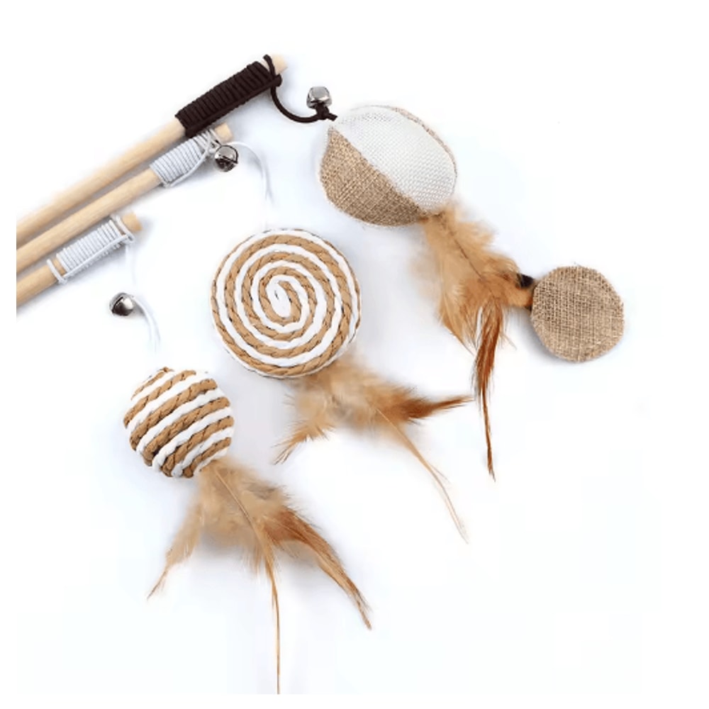 Feather BChase Interactive Cat Wand Toy With Colorful Feather Teaser 7