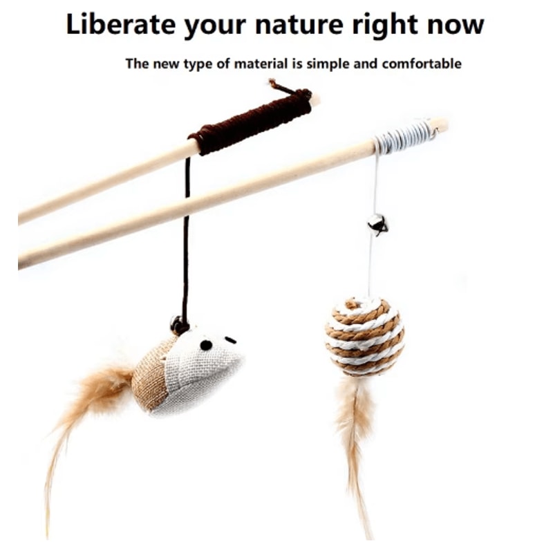 Feather BChase Interactive Cat Wand Toy With Colorful Feather Teaser 8