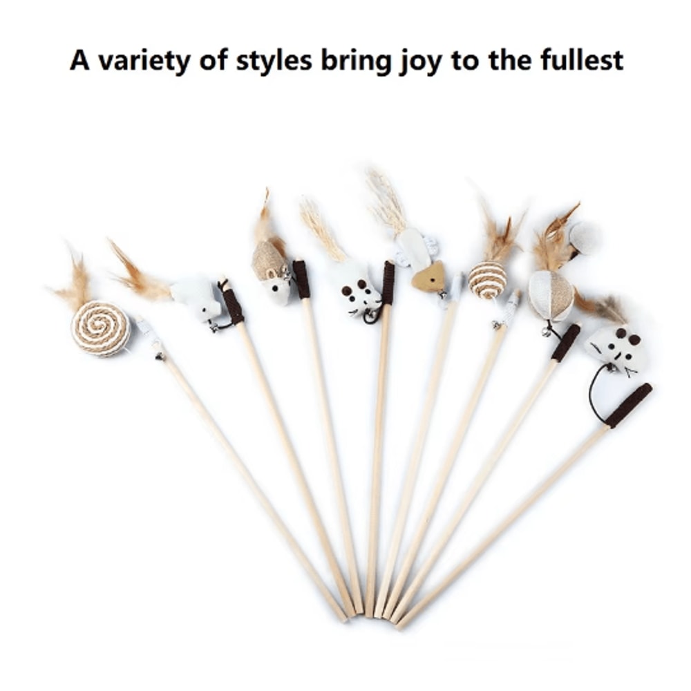 Feather BChase Interactive Cat Wand Toy With Colorful Feather Teaser 9