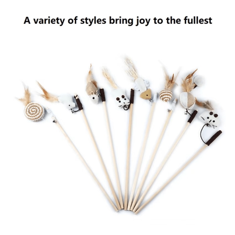 Feather BChase Interactive Cat Wand Toy With Colorful Feather Teaser 9