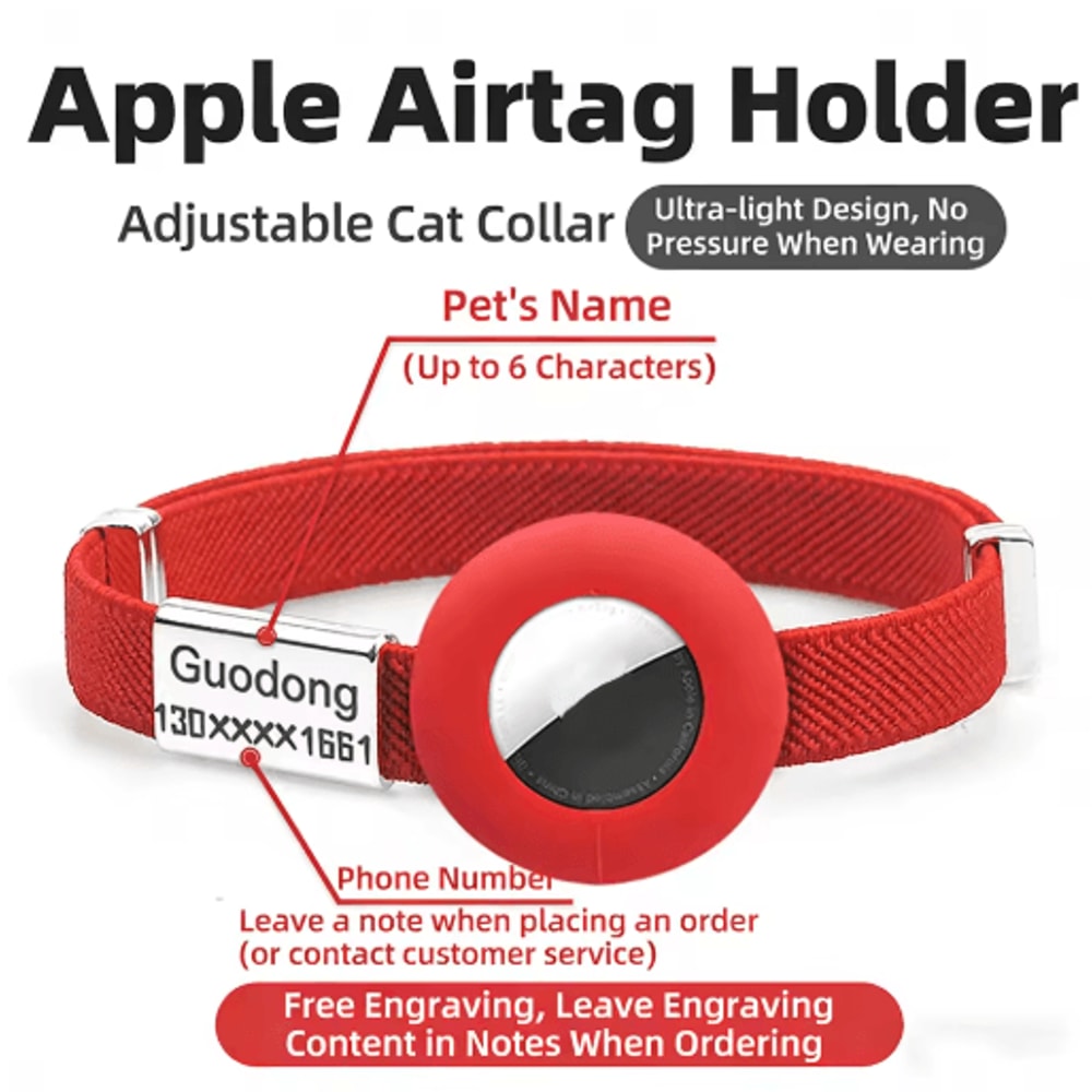 SafeTrack AirTag Cat Collar With Personalized Name Tag GPS Holder 19