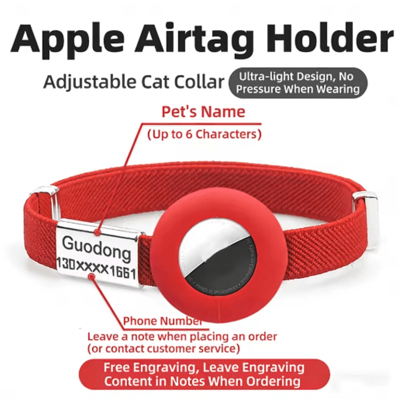 SafeTrack AirTag Cat Collar With Personalized Name Tag GPS Holder 19