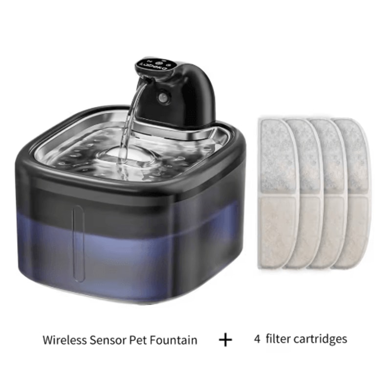 AquaSense 35L Wireless Cat Water Fountain With Motion Sensor Stainless Steel Tray 2