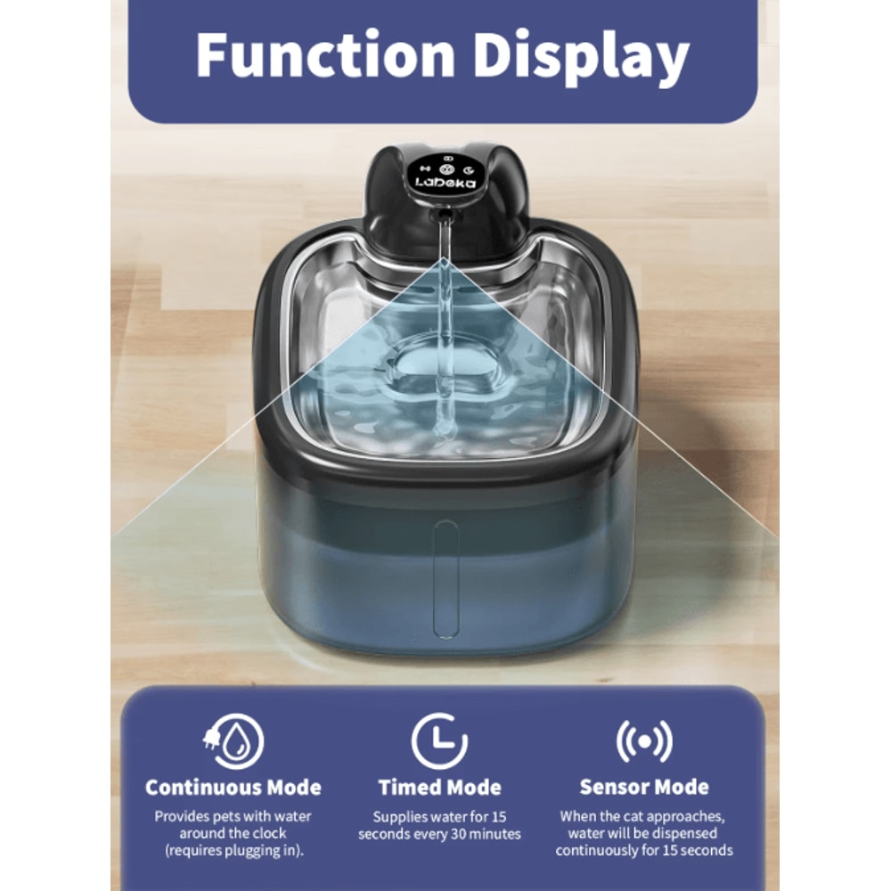 AquaSense 35L Wireless Cat Water Fountain With Motion Sensor Stainless Steel Tray 8