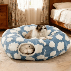 cozytunnel interactive cat tunnel bed with washable cave design