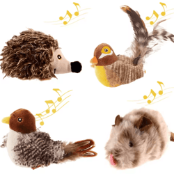 chirpypaws interactive sound bird cat toy with feather teaser