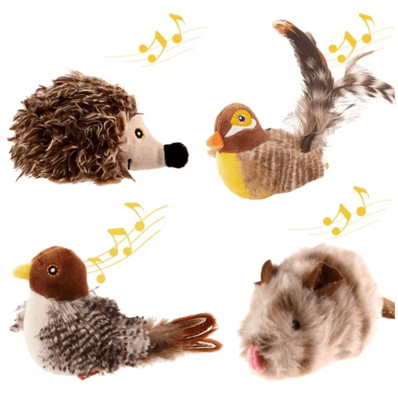 ChirpyPaws Interactive Sound Bird Cat Toy With Feather Teaser 0