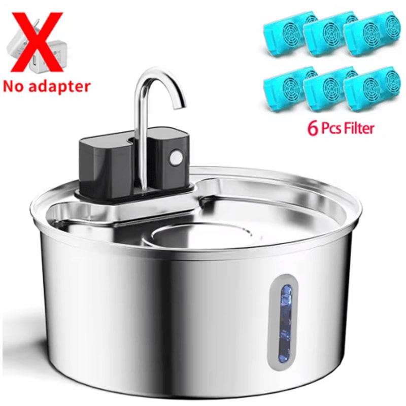 AquaFlow 32L Wireless Stainless Steel Cat Water Fountain With Motion Sensor 1
