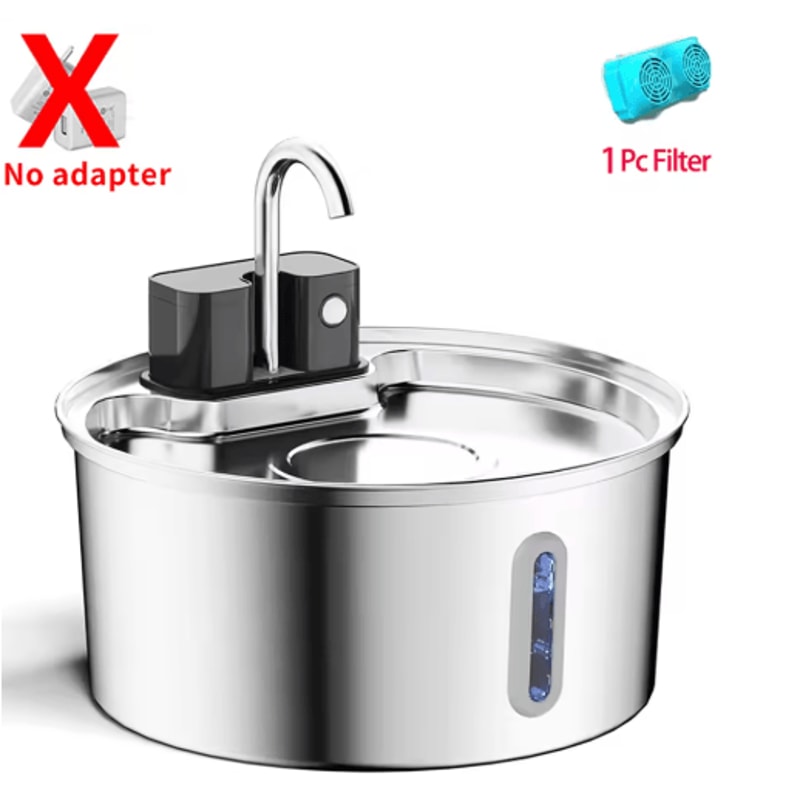 AquaFlow 32L Wireless Stainless Steel Cat Water Fountain With Motion Sensor 2