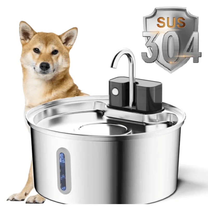 AquaFlow 32L Wireless Stainless Steel Cat Water Fountain With Motion Sensor 0