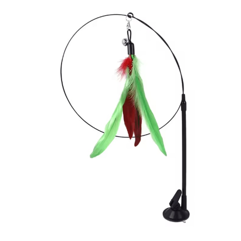 Feather Fly Suction Cup Bird Teaser Wand Toy For Cats 1