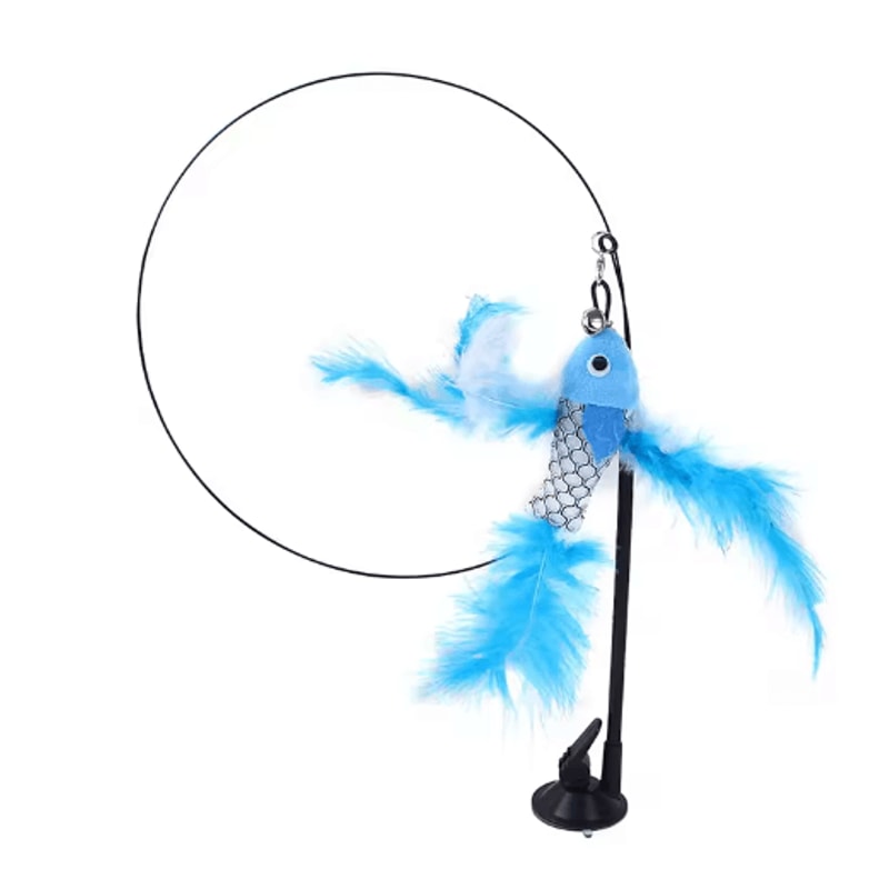 Feather Fly Suction Cup Bird Teaser Wand Toy For Cats 3