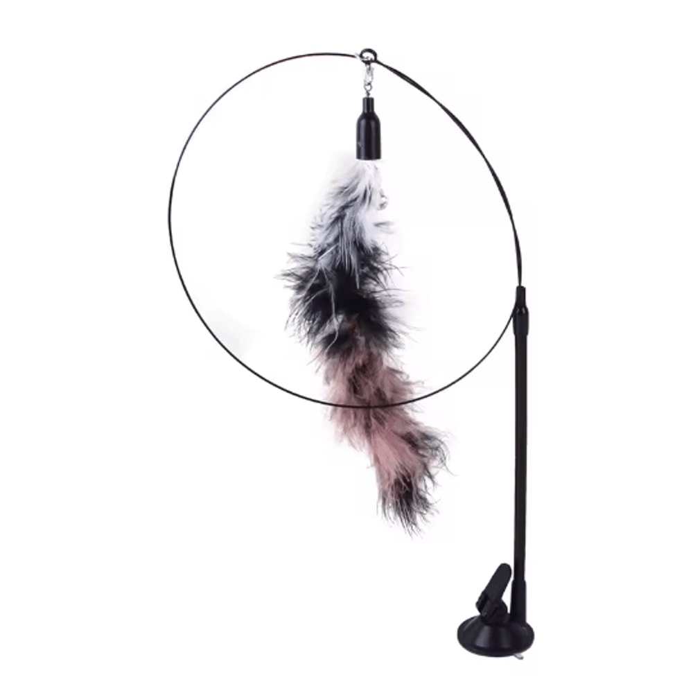 Feather Fly Suction Cup Bird Teaser Wand Toy For Cats 4