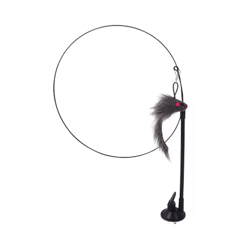 Feather Fly Suction Cup Bird Teaser Wand Toy For Cats 5