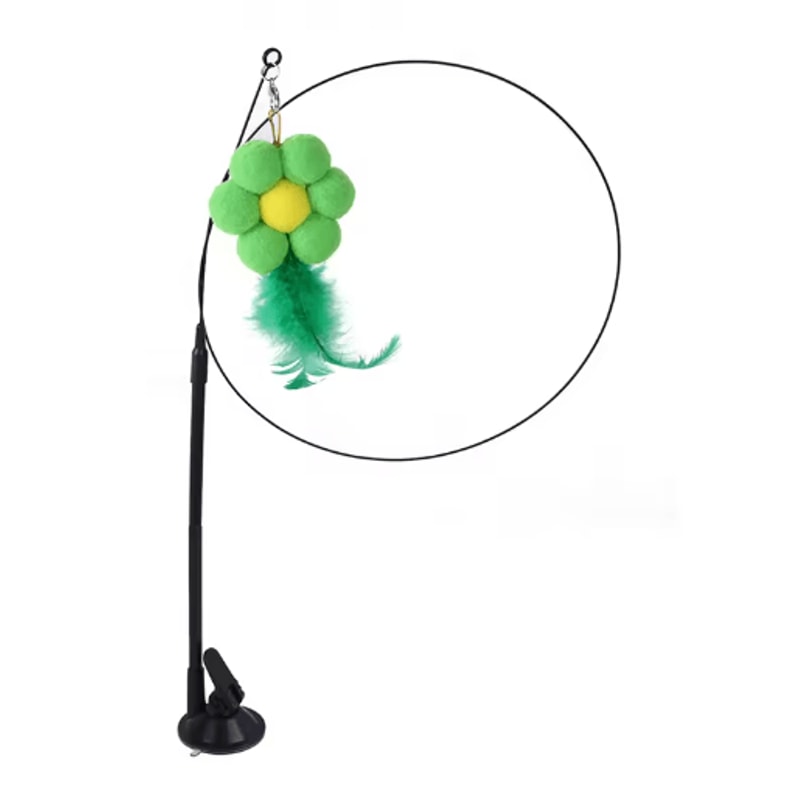 Feather Fly Suction Cup Bird Teaser Wand Toy For Cats 6