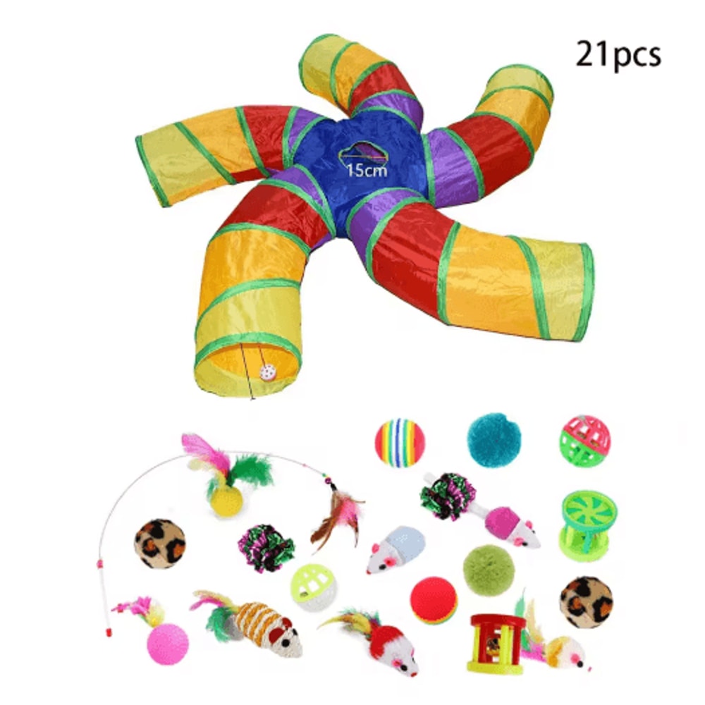 Rainbow Hide Collapsible Cat Tunnel Toy For Indoor Cats 1