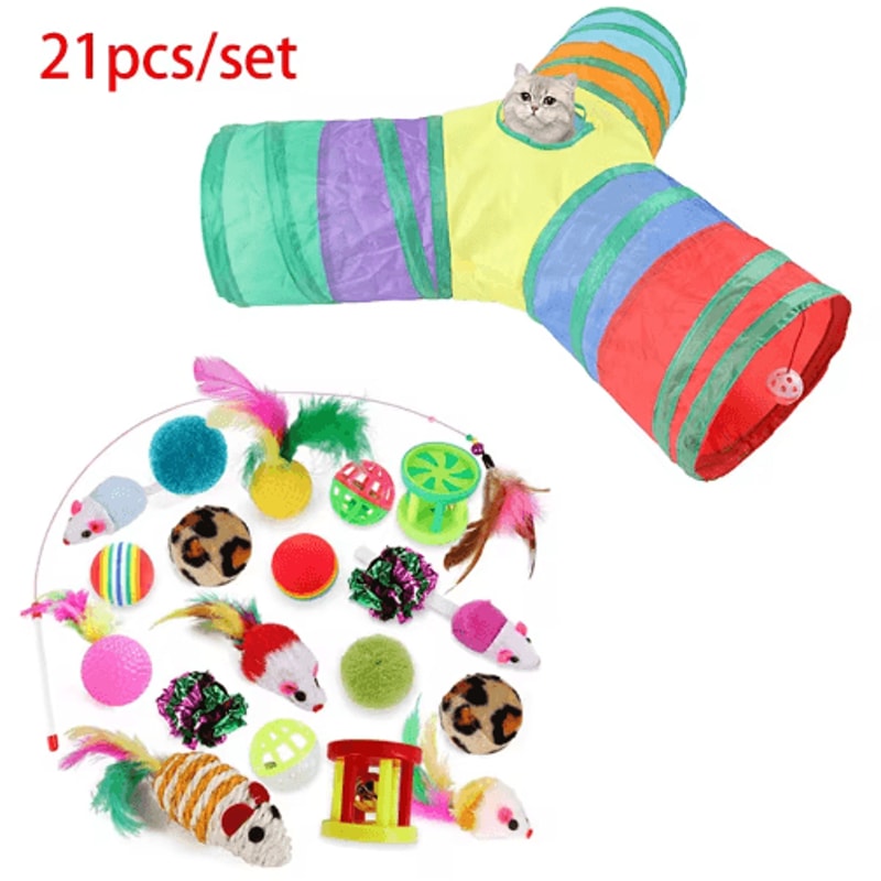 Rainbow Hide Collapsible Cat Tunnel Toy For Indoor Cats 8